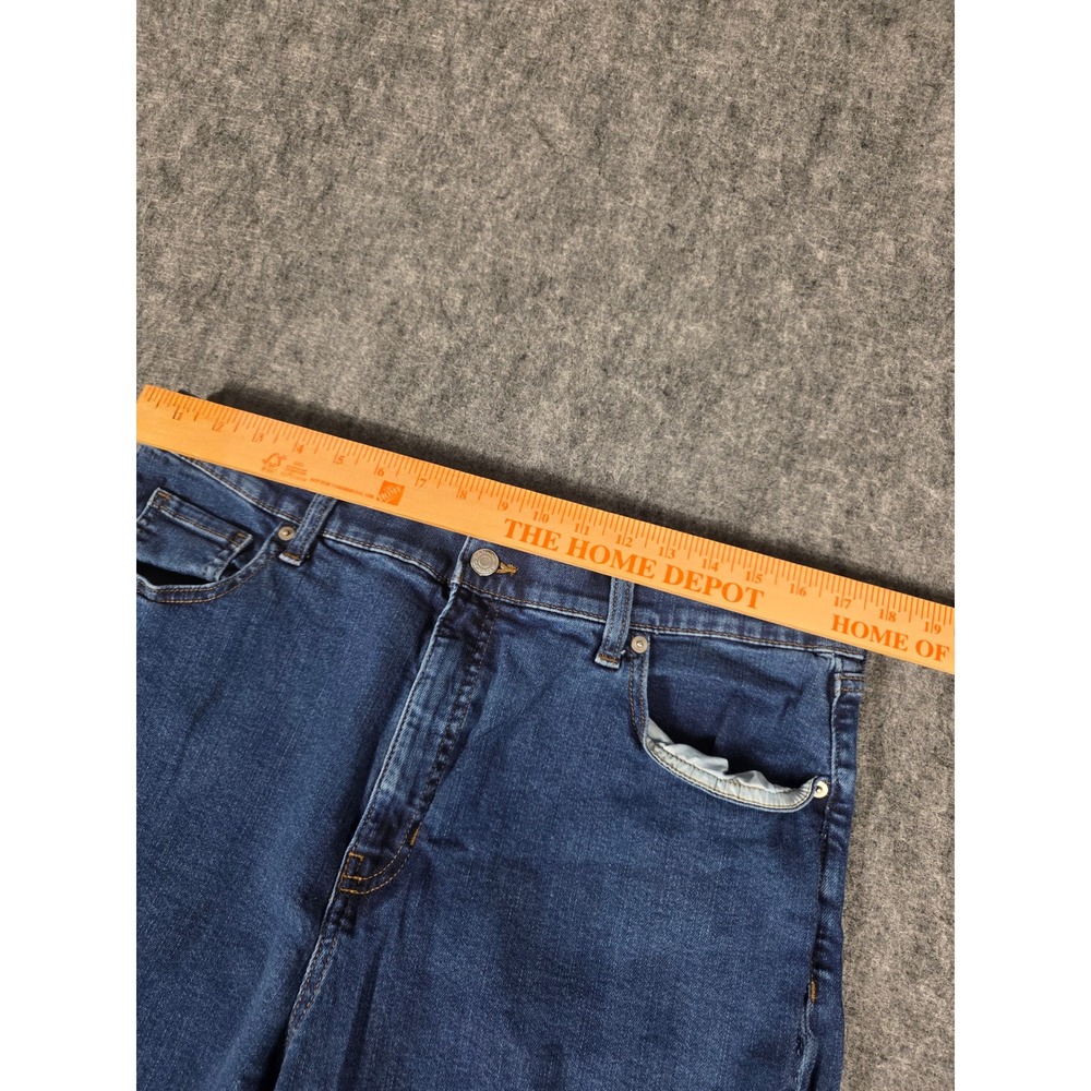 Banana Republic Wide Leg High Rise Jeans 33 16 Tall Cropped Raw Hem Blue - Picture 9 of 13